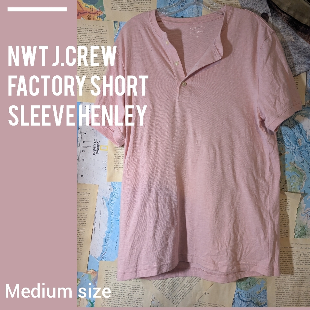 NWT J.Crew Factory Slub Cotton Short Sleeve Henley